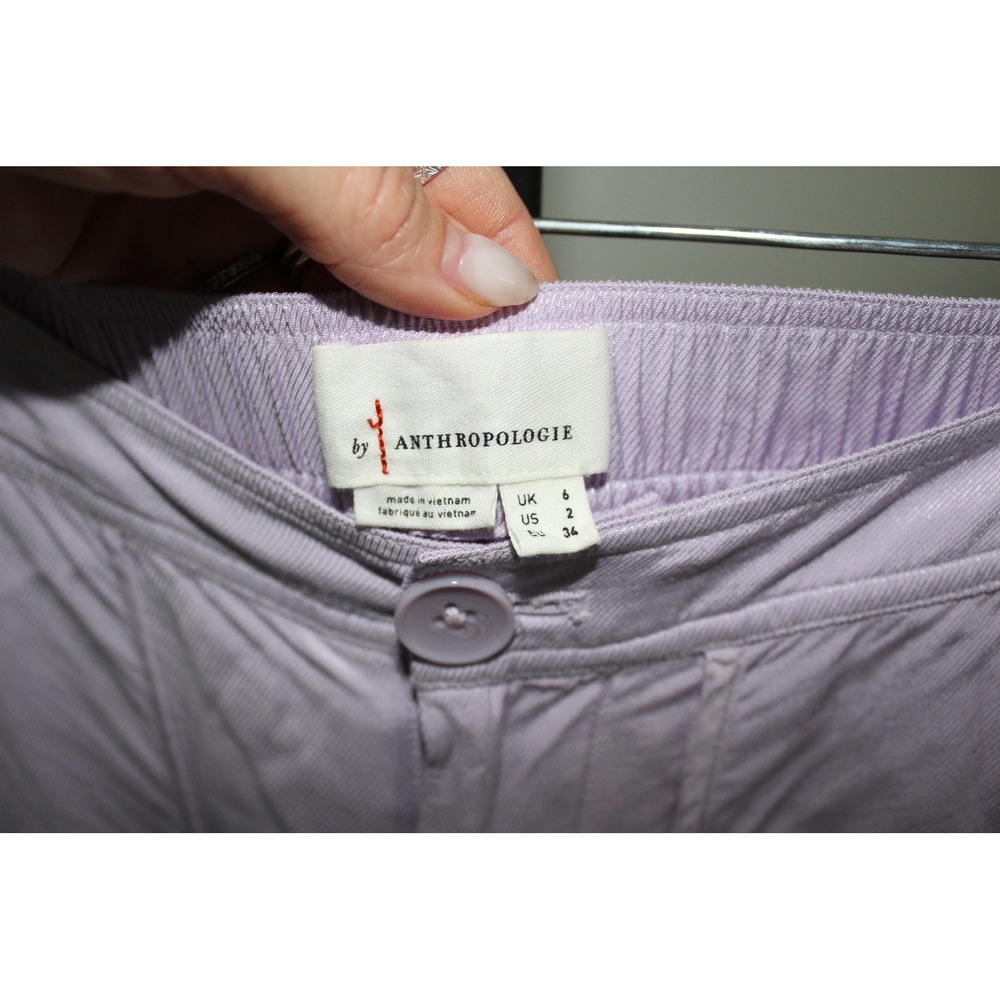 Anthropologie Lavender Wide Leg Cargo Pants Lace Up Detail Purple Women's Size 2 - Picture 5 of 12